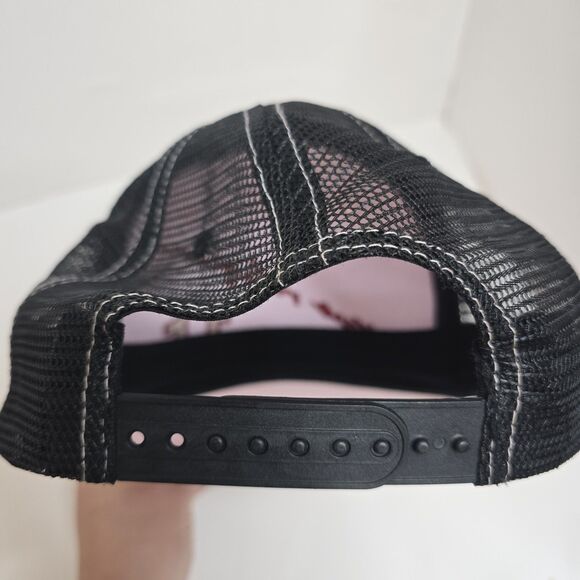 True Religion Pink w/ Black Mesh Adjustable Snapback Trucker Hat Cap One Size - Picture 10 of 12